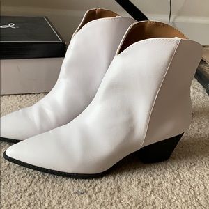 White Pointy Toe Cowboy Ankle Bootie